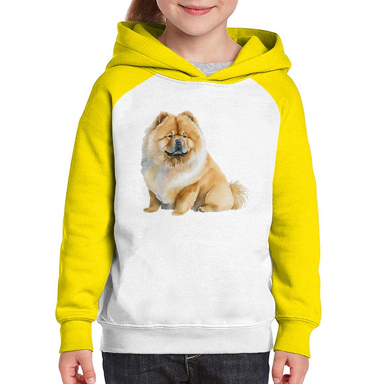 Moletom Infantil Chow-chow - Branco/Amarelo
