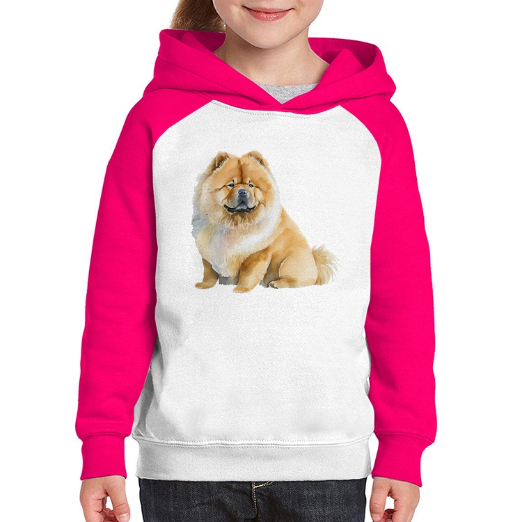 Moletom Infantil Chow-chow - Branco/Rosa