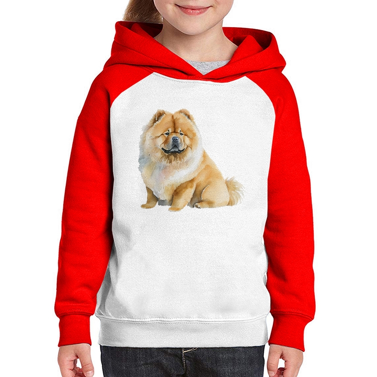 Moletom Infantil Chow-chow - Branco/Vermelho