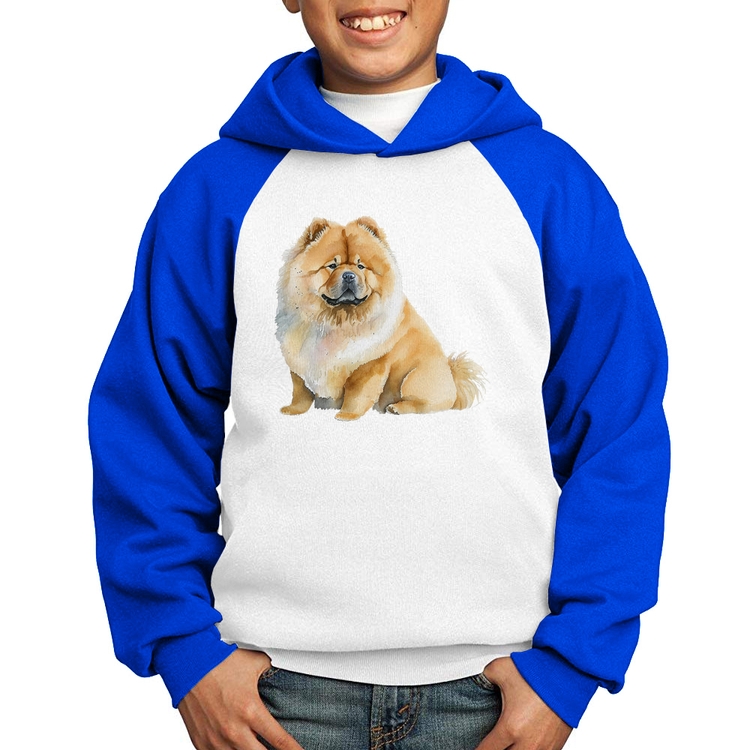 Moletom Infantil Chow-chow - Branco/Azul