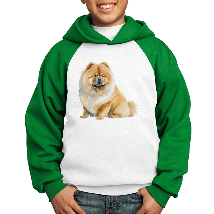 Moletom Infantil Chow-chow - Branco/Verde