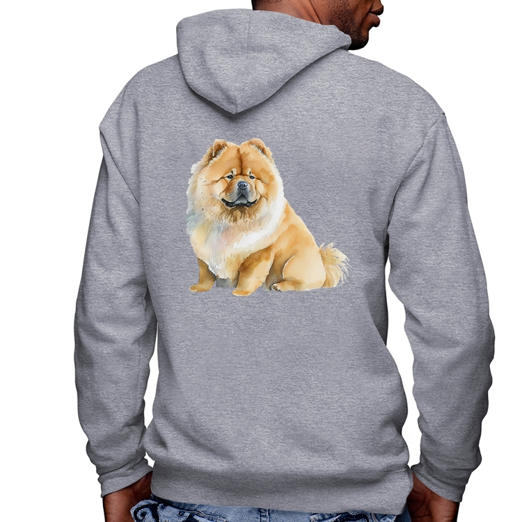 Blusa Moletom Chow-chow Masculina com Capuz e Zíper - Mescla