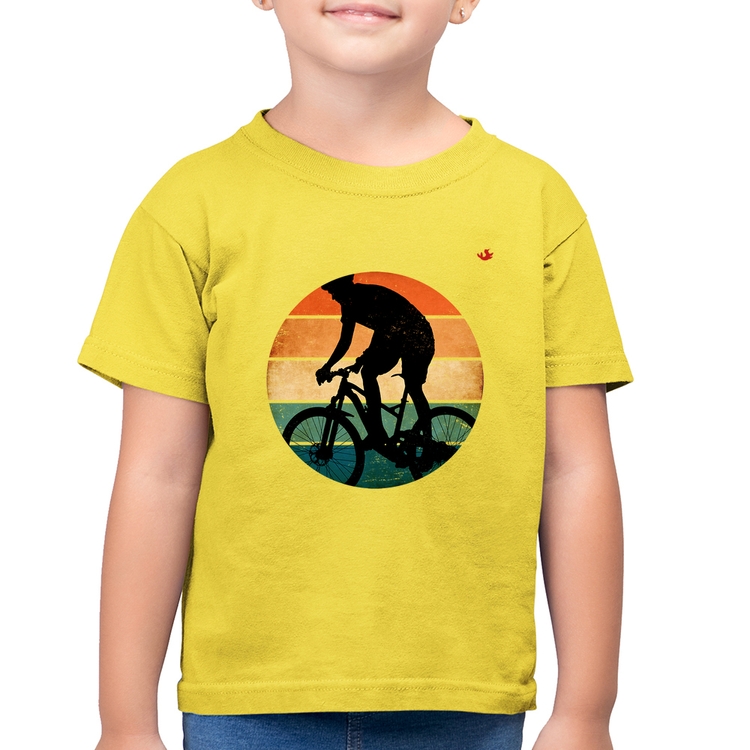 Camiseta Algodão Infantil Ciclismo Vintage Sunset - Amarelo Canário