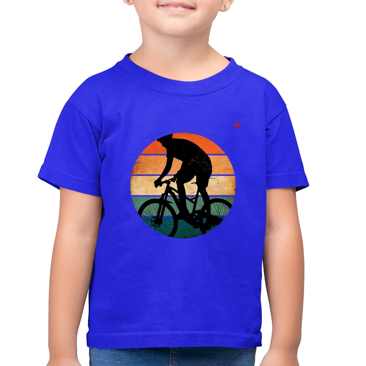 Camiseta Algodão Infantil Ciclismo Vintage Sunset - Azul Royal