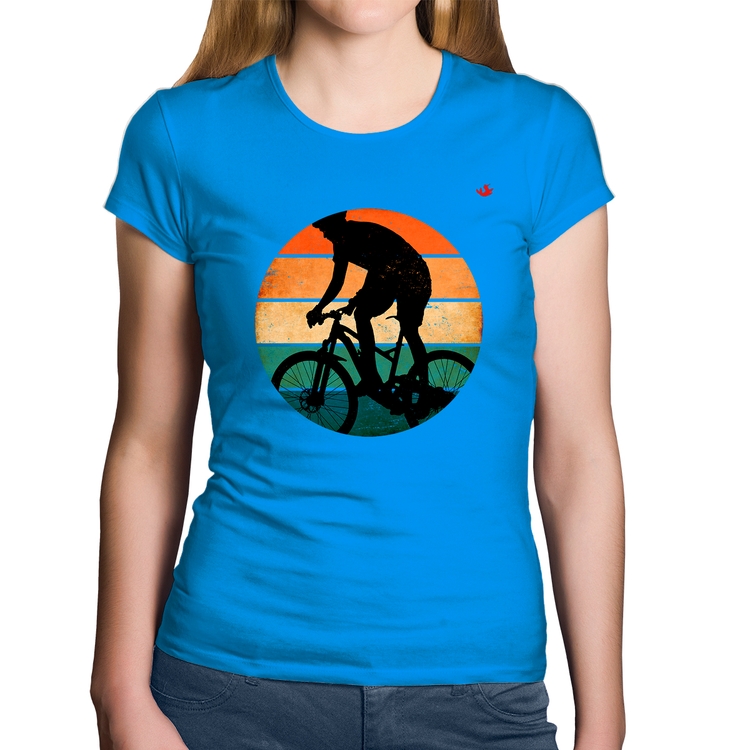 Baby Look Algodão Ciclismo Vintage Sunset - Azul