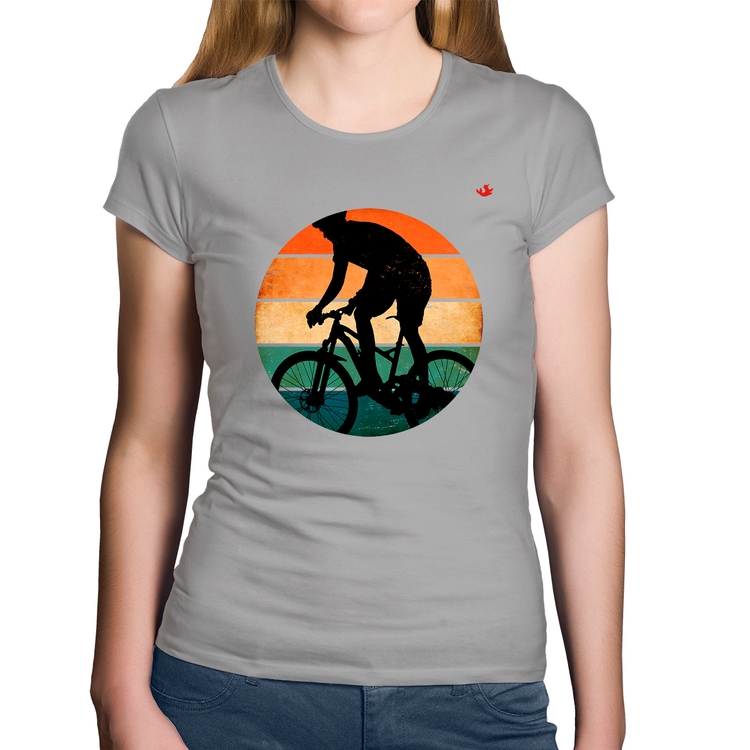 Baby Look Algodão Ciclismo Vintage Sunset - Cinza