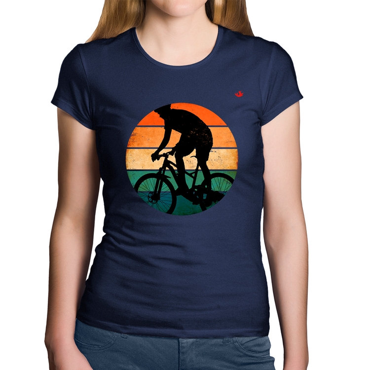 Baby Look Algodão Ciclismo Vintage Sunset - Marinho