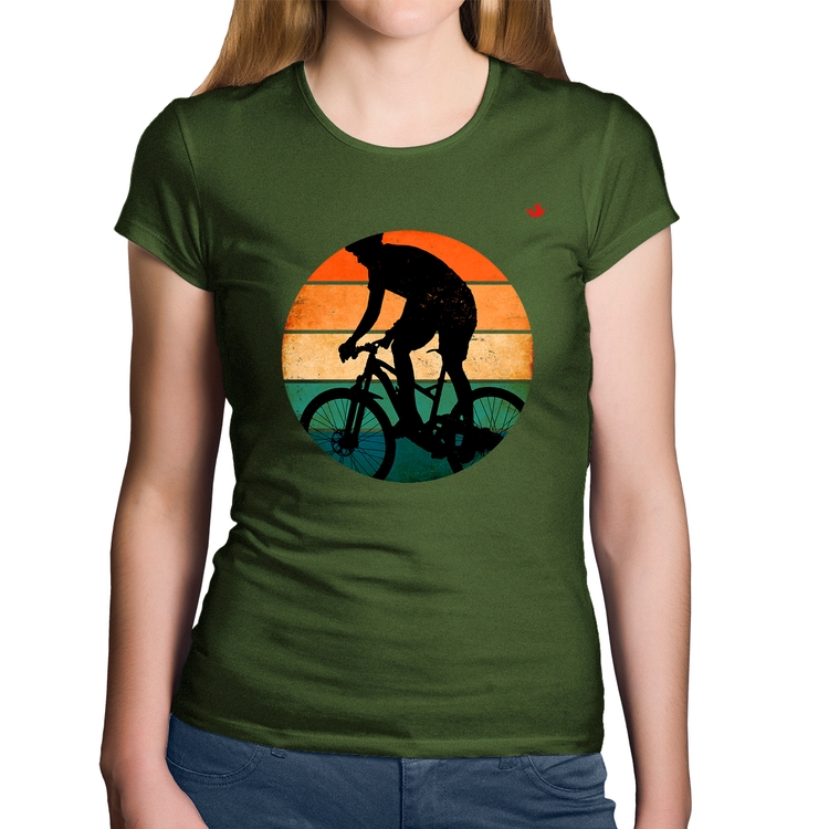 Baby Look Algodão Ciclismo Vintage Sunset - Musgo