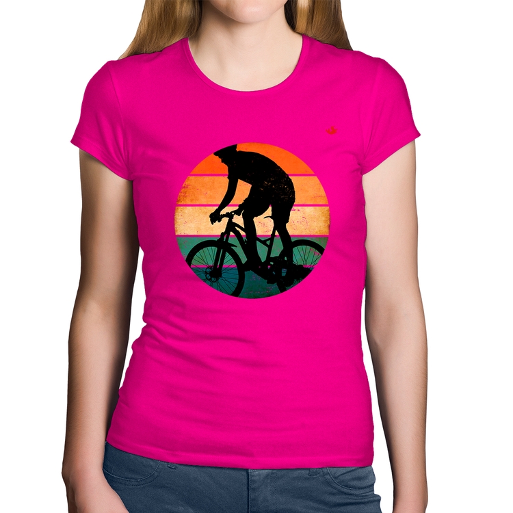 Baby Look Algodão Ciclismo Vintage Sunset - Rosa