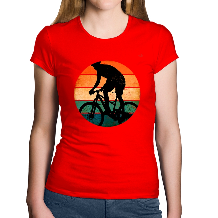 Baby Look Algodão Ciclismo Vintage Sunset - Vermelha