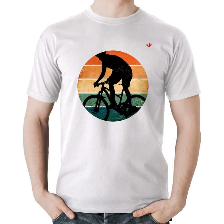 Camiseta Algodão Ciclismo Vintage Sunset - Branca
