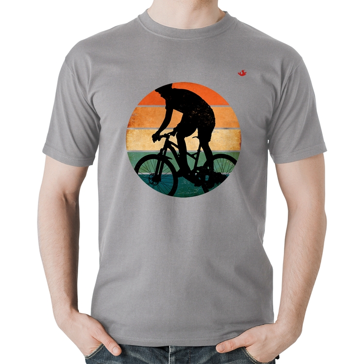 Camiseta Algodão Ciclismo Vintage Sunset - Cinza