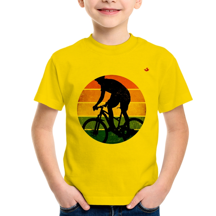 Camiseta Infantil Ciclismo Vintage Sunset - Amarela