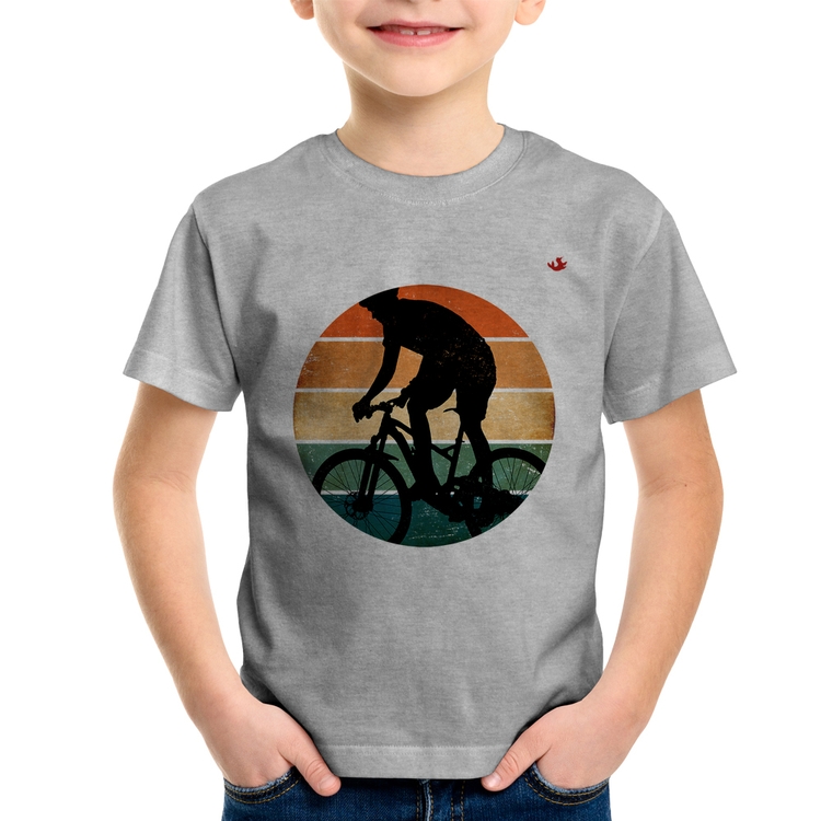 Camiseta Infantil Ciclismo Vintage Sunset - Cinza