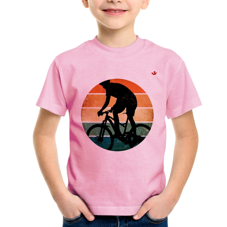 Camiseta Infantil Ciclismo Vintage Sunset - Rosa Bebê