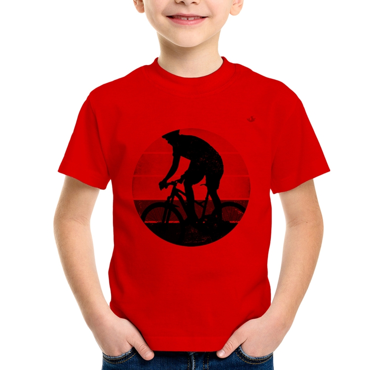 Camiseta Infantil Ciclismo Vintage Sunset - Vermelha