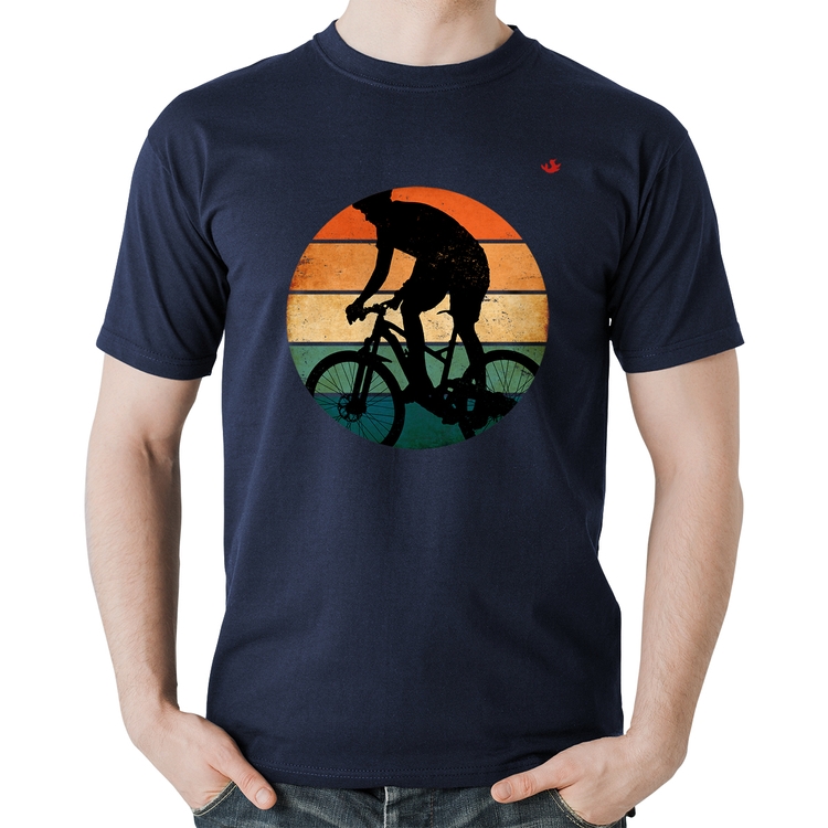 Camiseta Algodão Ciclismo Vintage Sunset - Marinho