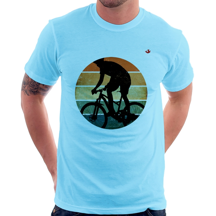 Camiseta Ciclismo Vintage Sunset - Azul Bebê