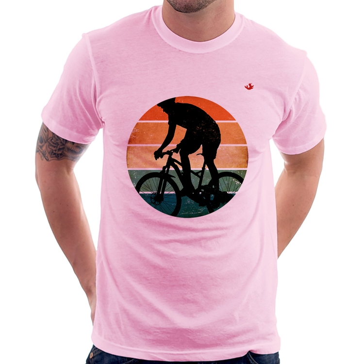 Camiseta Ciclismo Vintage Sunset - Rosa Bebê