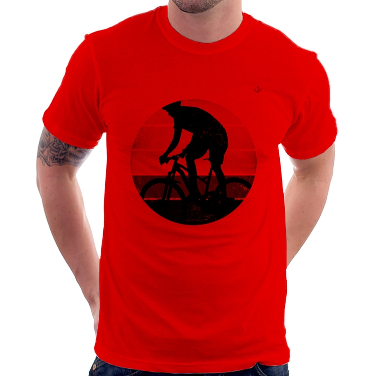 Camiseta Ciclismo Vintage Sunset - Vermelha