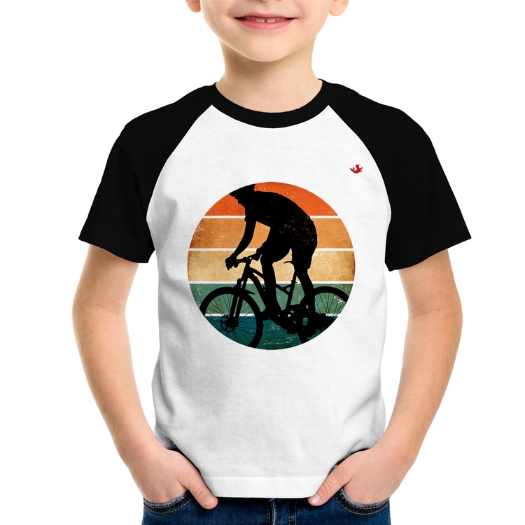Camiseta Raglan Infantil Ciclismo Vintage Sunset