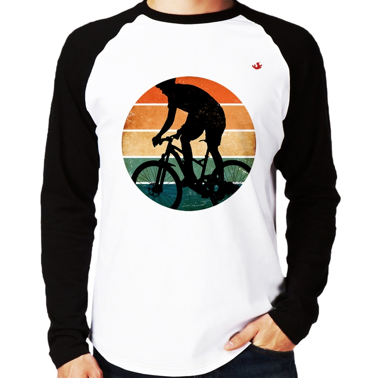 Camiseta Raglan Ciclismo Vintage Sunset Manga Longa