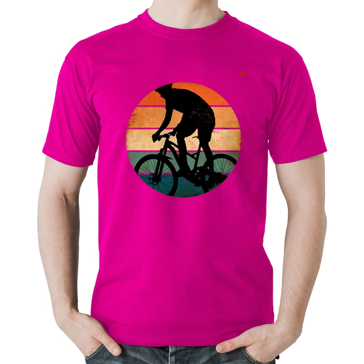 Camiseta Algodão Ciclismo Vintage Sunset - Rosa