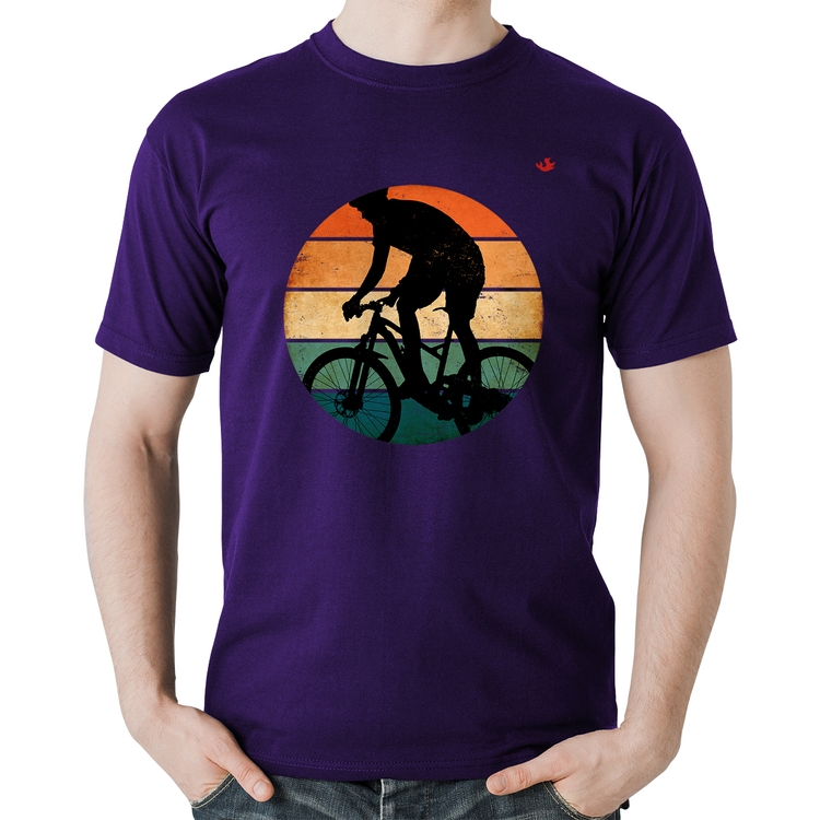 Camiseta Algodão Ciclismo Vintage Sunset - Roxa