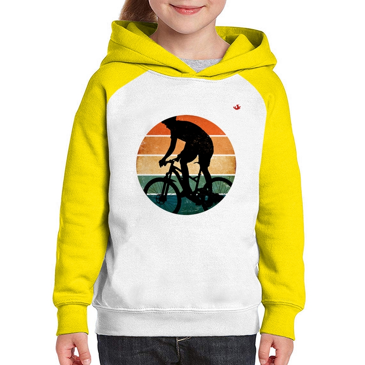 Moletom Infantil Ciclismo Vintage Sunset - Branco/Amarelo