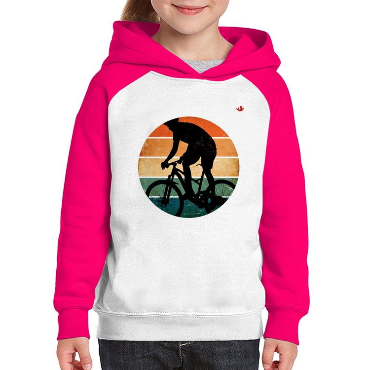 Moletom Infantil Ciclismo Vintage Sunset - Branco/Rosa