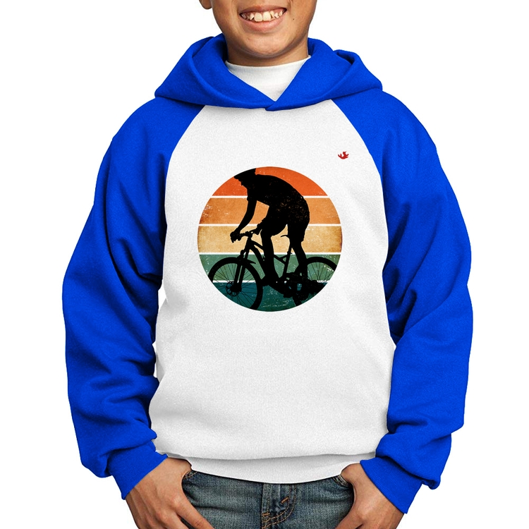 Moletom Infantil Ciclismo Vintage Sunset - Branco/Azul
