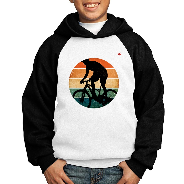 Moletom Infantil Ciclismo Vintage Sunset - Branco/Preto