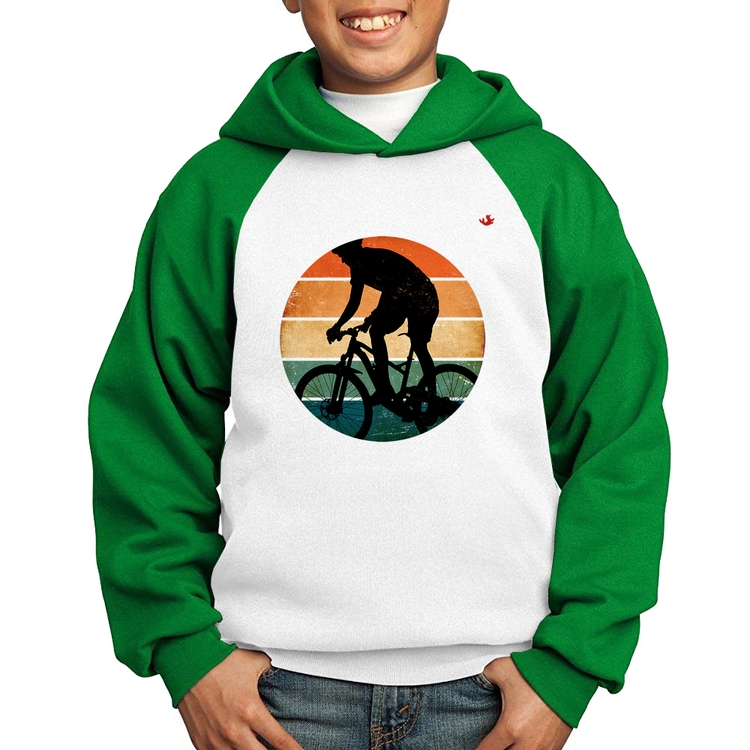 Moletom Infantil Ciclismo Vintage Sunset - Branco/Verde