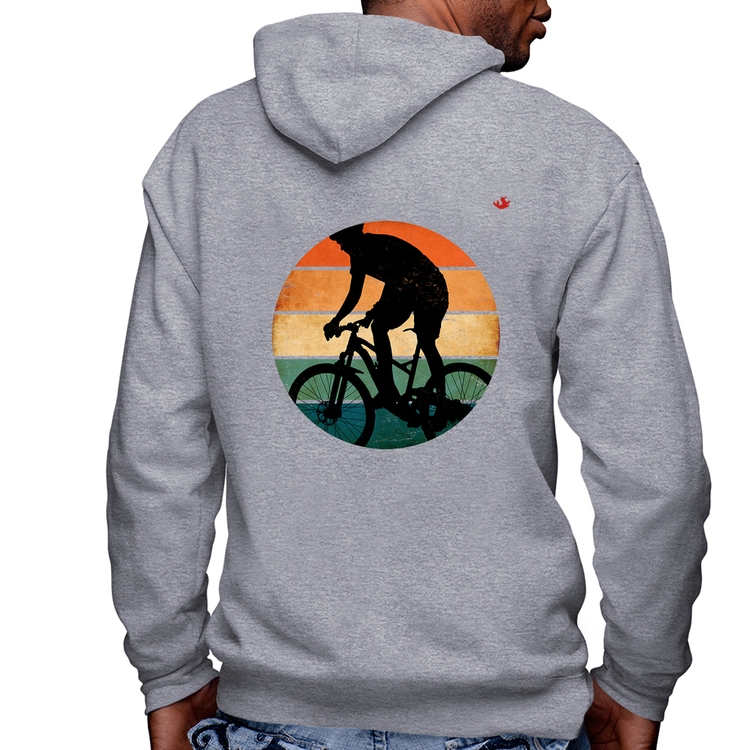 Blusa Moletom Ciclismo Vintage Sunset Masculina com Capuz e Zíper - Mescla