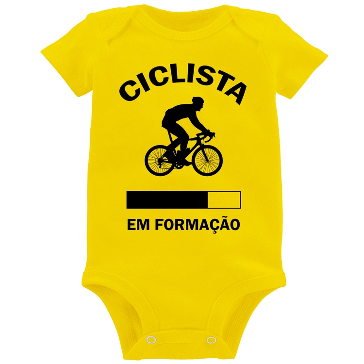 Body Bebê Ciclista em formação - Amarelo