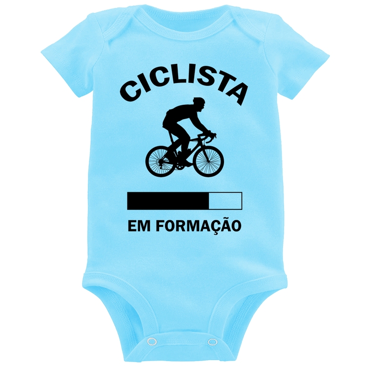 Body Bebê Ciclista em formação - Azul Bebê