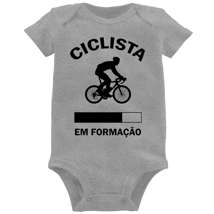 Body Bebê Ciclista em formação - Cinza