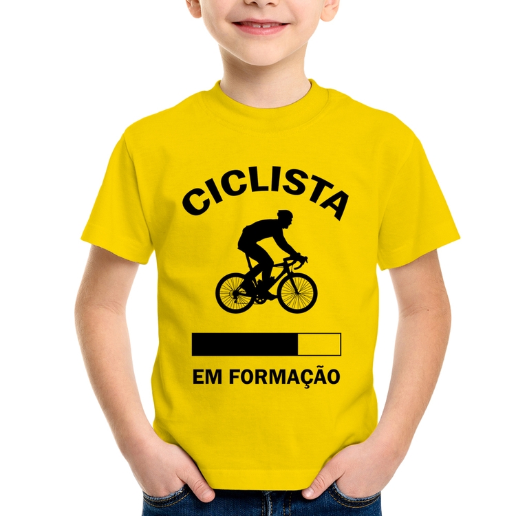 Camiseta Infantil Ciclista em formação - Amarela