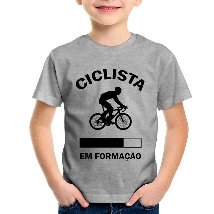 Camiseta Infantil Ciclista em formação - Cinza