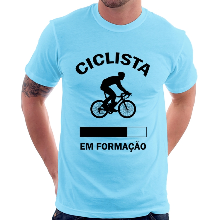 Camiseta Ciclista em formação - Azul Bebê