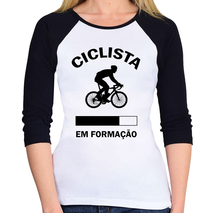 Baby Look Raglan Ciclista em formação Manga 3/4