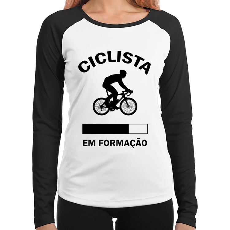 Baby Look Raglan Ciclista em formação Manga Longa