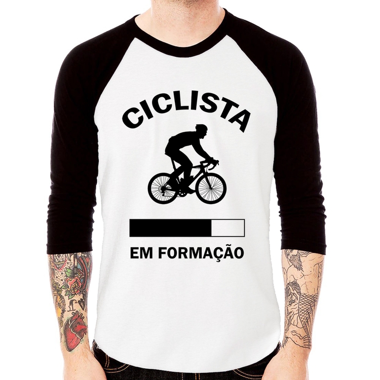 Camiseta Raglan Ciclista em formação Manga 3/4