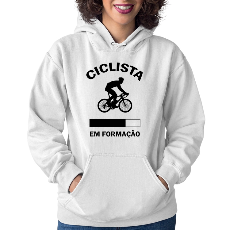 Moletom Feminino Ciclista em formação - Branco