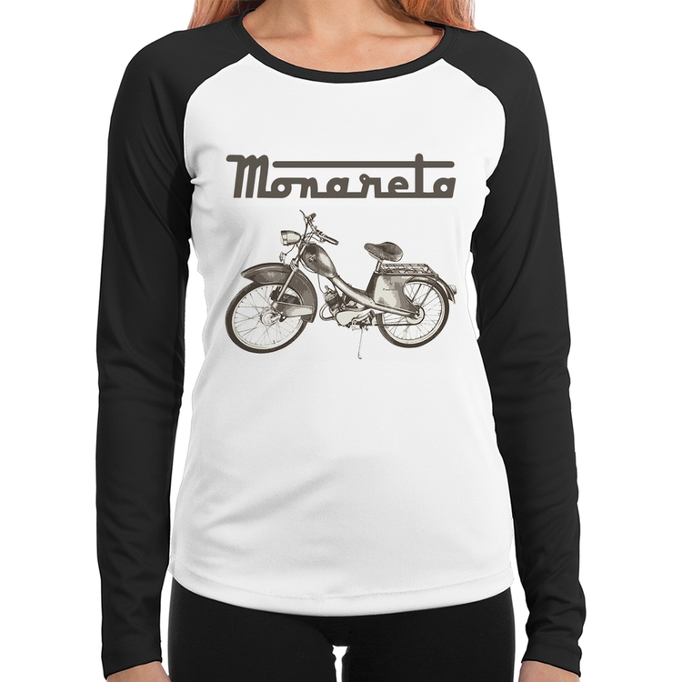 Baby Look Raglan Ciclomotor Monareta Manga Longa