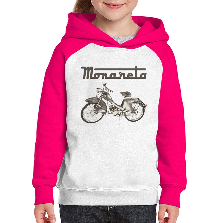 Moletom Infantil Ciclomotor Monareta - Branco/Rosa