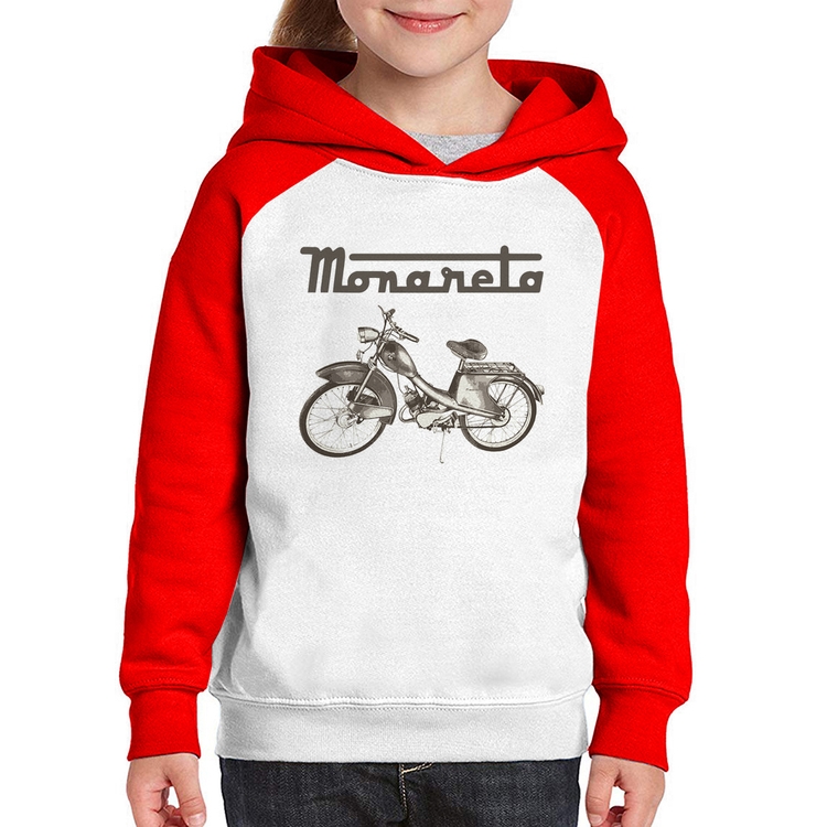 Moletom Infantil Ciclomotor Monareta - Branco/Vermelho