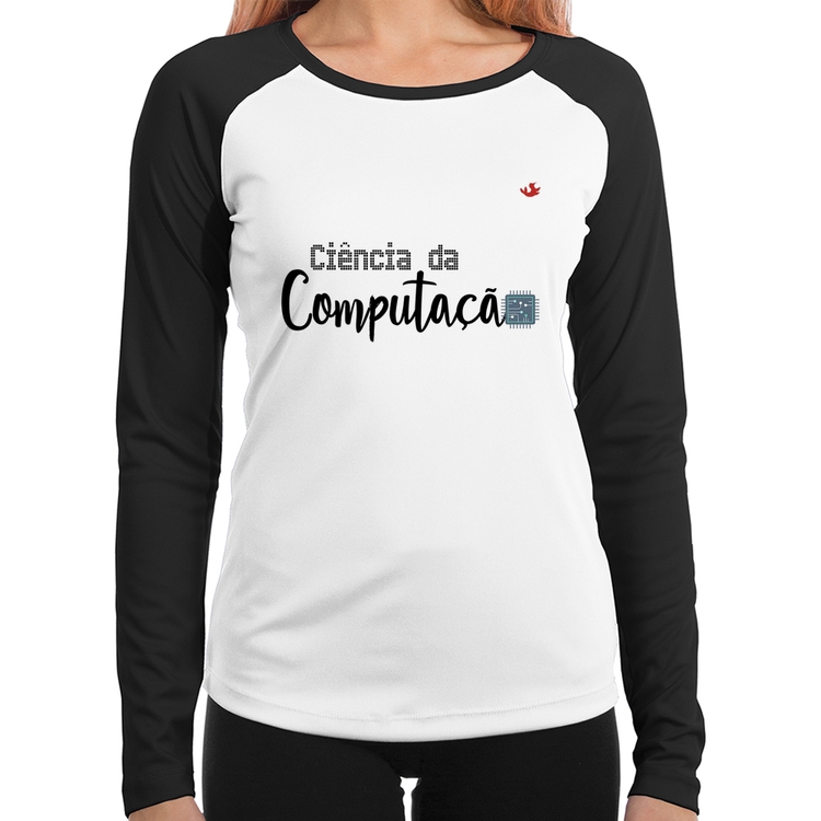 Baby Look Raglan Ciência da Computação Manga Longa