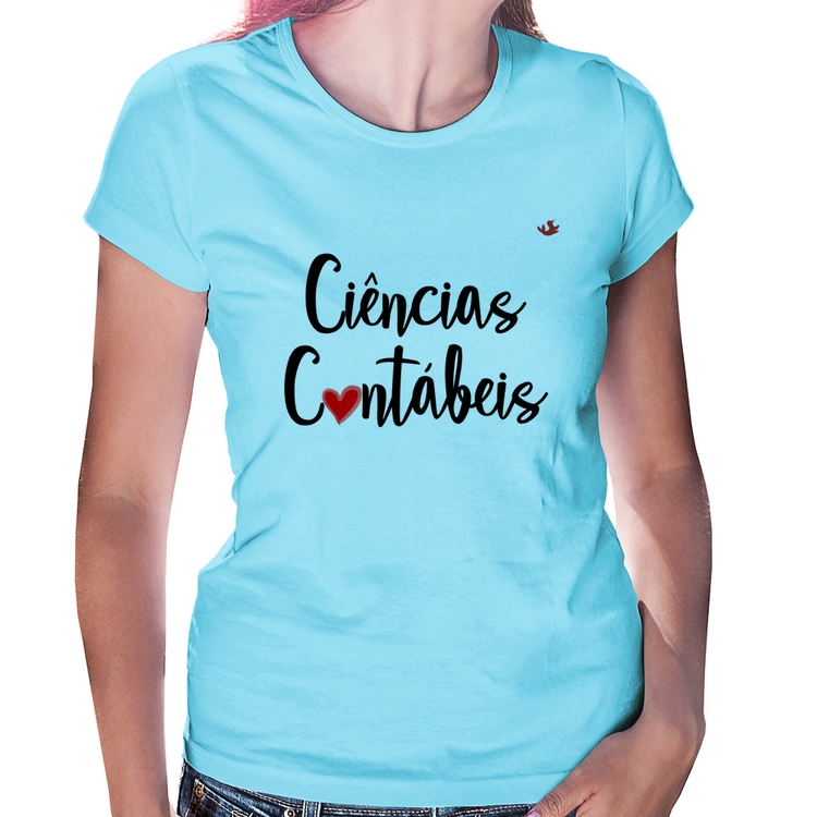 Baby Look Ciências Contábeis por amor - Azul Bebê