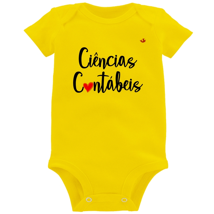Body Bebê Ciências Contábeis por amor - Amarelo